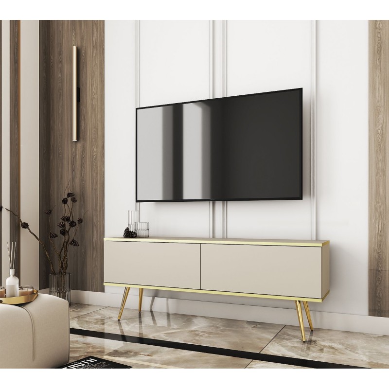 Έπιπλο τηλεόρασης ORO  Μπεζ + Χρυσό  135x53x32cm