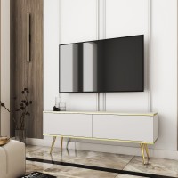 Έπιπλο τηλεόρασης ORO  Λευκό+ χρυσό 135x53x32cm
