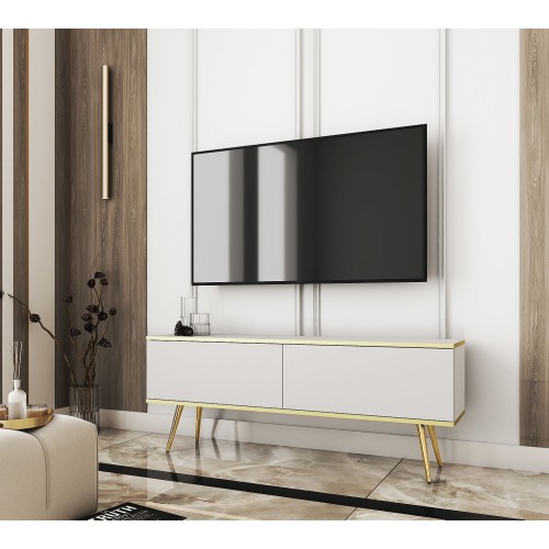 Έπιπλο τηλεόρασης ORO  Λευκό+ χρυσό 135x53x32cm