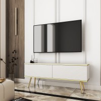 Έπιπλο τηλεόρασης ORO_MDF Λευκό + χρυσό 135x53x32cm