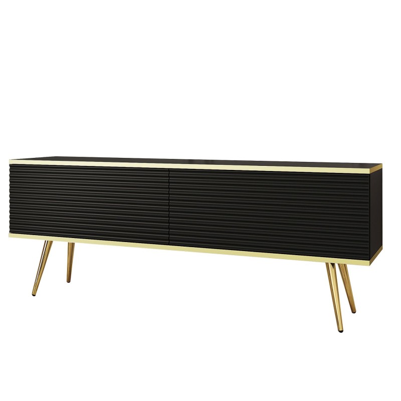 Έπιπλο τηλεόρασης ORO_MDF Ανθρακί + χρυσό 135x53x32cm