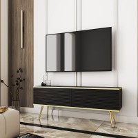 Έπιπλο τηλεόρασης ORO_MDF Ανθρακί + χρυσό 135x53x32cm