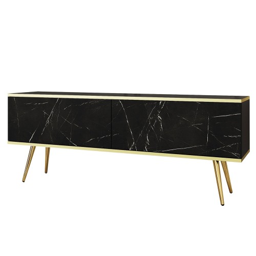 Έπιπλο τηλεόρασης ORO Μάρμαρο+ χρυσό 135x53x32cm