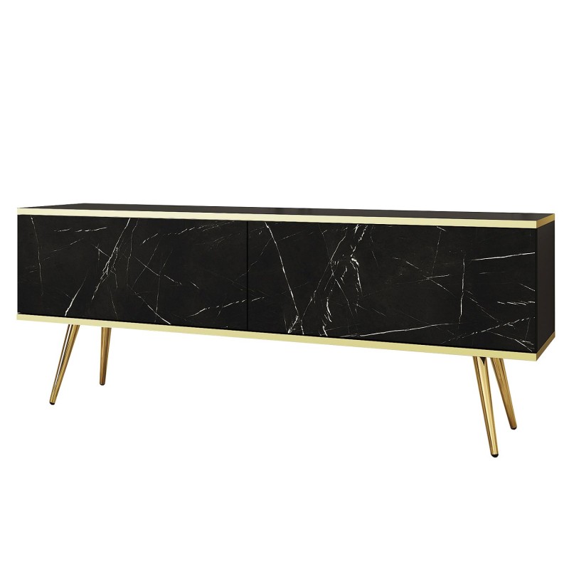 Έπιπλο τηλεόρασης ORO Μάρμαρο+ χρυσό 135x53x32cm