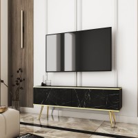 Έπιπλο τηλεόρασης ORO Μάρμαρο+ χρυσό 135x53x32cm