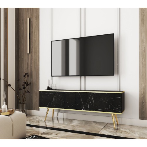 Έπιπλο τηλεόρασης ORO Μάρμαρο+ χρυσό 135x53x32cm