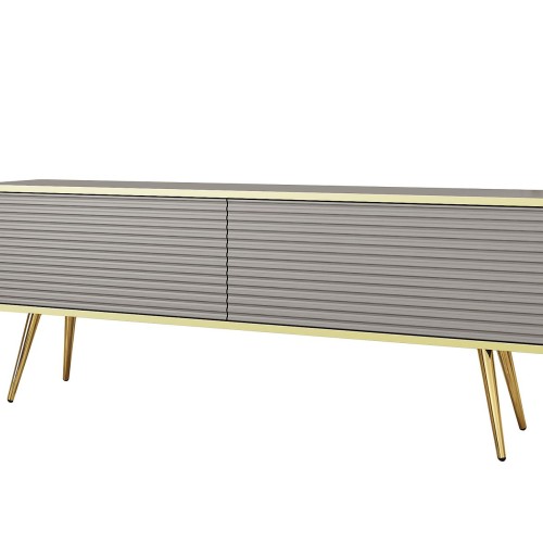 Έπιπλο τηλεόρασης ORO_MDF γκρι + χρυσό 135x53x32cm