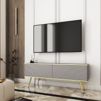 Έπιπλο τηλεόρασης ORO_MDF γκρι + χρυσό 135x53x32cm