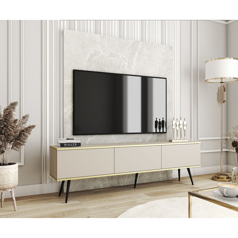 Έπιπλο τηλεόρασης ORO  Μπεζ + Μαύρο 175x53x32cm