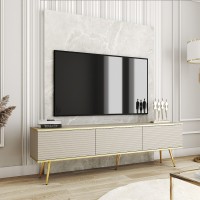 Έπιπλο τηλεόρασης ORO_MDF Μπεζ +Χρυσό 175x53x32cm