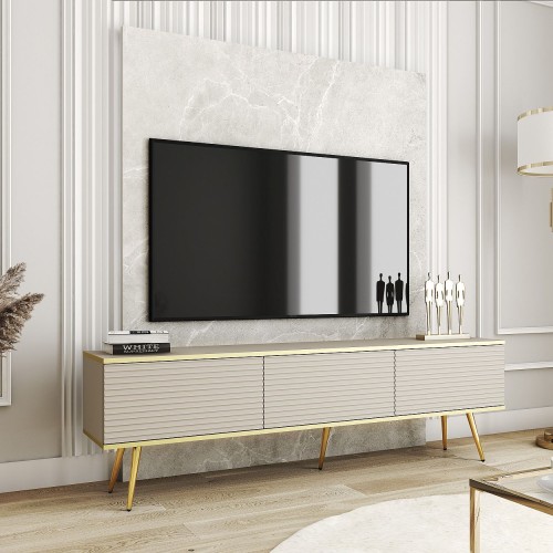 Έπιπλο τηλεόρασης ORO_MDF Μπεζ +Χρυσό 175x53x32cm
