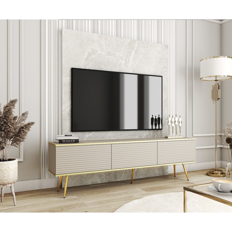 Έπιπλο τηλεόρασης ORO_MDF Μπεζ +Χρυσό 175x53x32cm