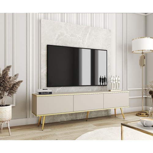 Έπιπλο τηλεόρασης ORO  Μπεζ + Χρυσό 175x53x32cm