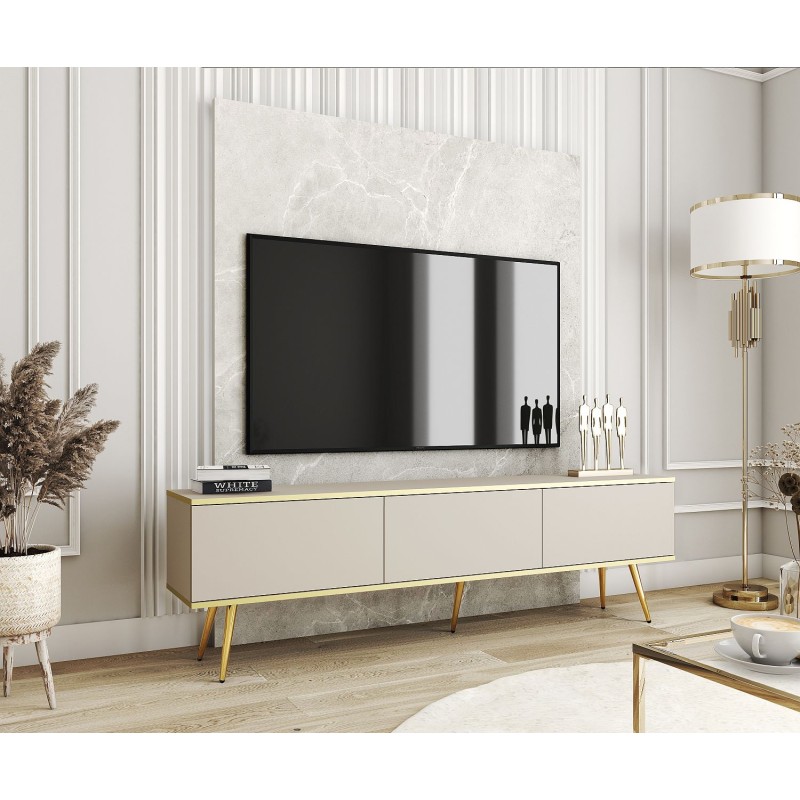 Έπιπλο τηλεόρασης ORO  Μπεζ + Χρυσό 175x53x32cm