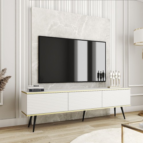 Έπιπλο τηλεόρασης ORO_MDF Λευκό 175x53x32cm