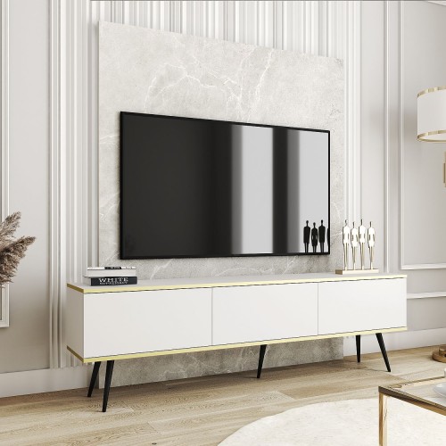 Έπιπλο τηλεόρασης ORO  Λευκό+ μαύρο 175x53x32cm