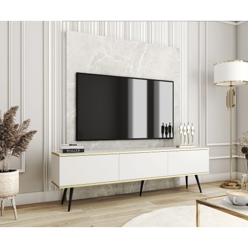 Έπιπλο τηλεόρασης ORO  Λευκό+ μαύρο 175x53x32cm