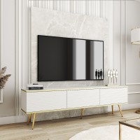 Έπιπλο τηλεόρασης ORO_MDF Λευκό + χρυσό 175x53x32cm