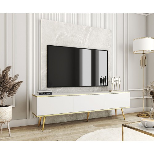 Έπιπλο τηλεόρασης ORO  Λευκό+ Χρυσό 175x53x32cm