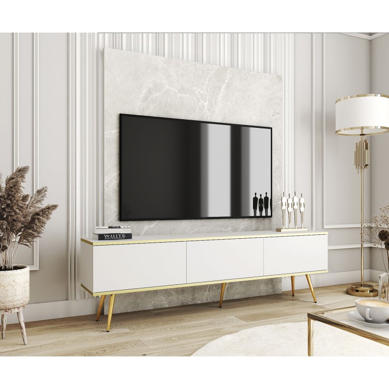 Έπιπλο τηλεόρασης ORO  Λευκό+ Χρυσό 175x53x32cm