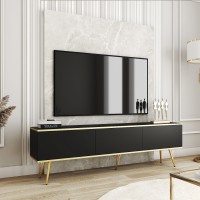 Έπιπλο τηλεόρασης ORO  Ανθρακί + Χρυσό 175x53x32cm