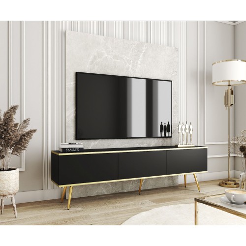 Έπιπλο τηλεόρασης ORO  Ανθρακί + Χρυσό 175x53x32cm