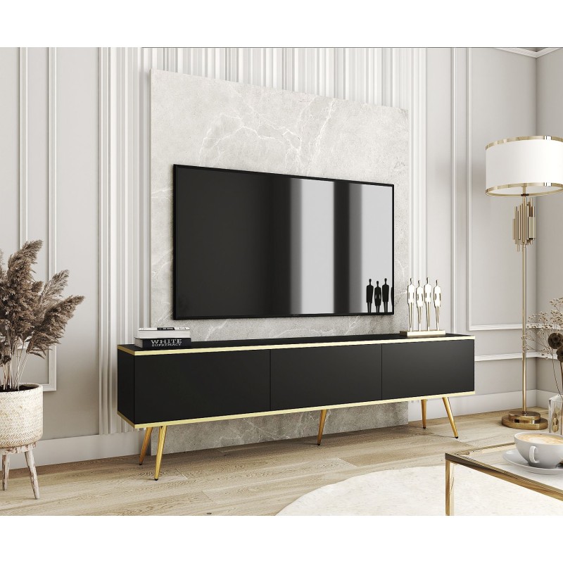 Έπιπλο τηλεόρασης ORO  Ανθρακί + Χρυσό 175x53x32cm
