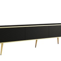 Έπιπλο τηλεόρασης ORO_MDF Ανθρακί + χρυσό 175x53x32cm