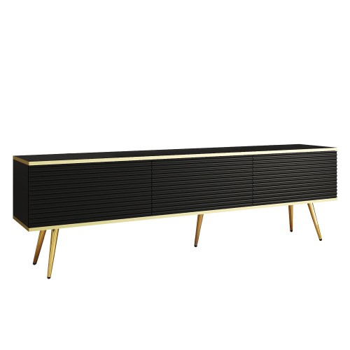 Έπιπλο τηλεόρασης ORO_MDF Ανθρακί + χρυσό 175x53x32cm