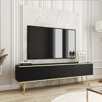 Έπιπλο τηλεόρασης ORO_MDF Ανθρακί + χρυσό 175x53x32cm