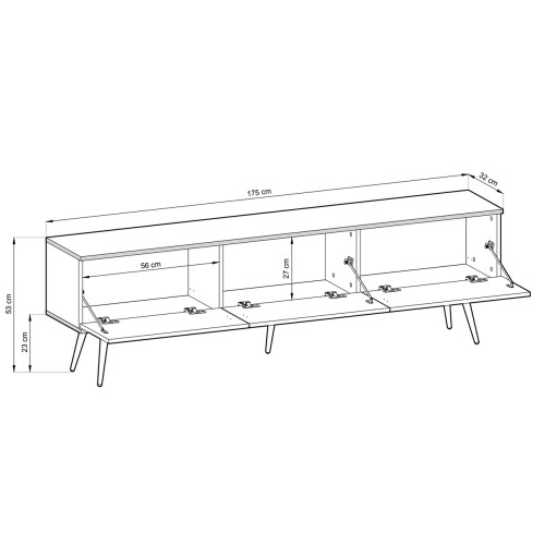 Έπιπλο τηλεόρασης ORO_MDF Ανθρακί 175x53x32cm