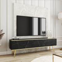 Έπιπλο τηλεόρασης ORO  Μάρμαρο + χρυσό 175x53x32cm