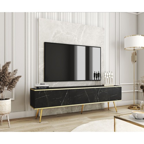 Έπιπλο τηλεόρασης ORO  Μάρμαρο + χρυσό 175x53x32cm