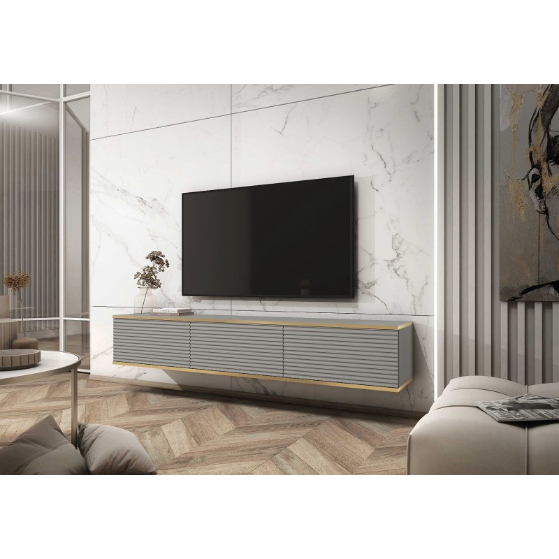 Κρεμαστό έπιπλο τηλεόρασης ORO_MDF γκρι 175x30x32cm