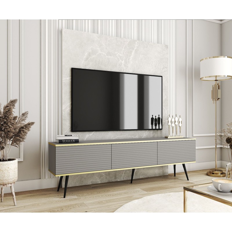Έπιπλο τηλεόρασης ORO_MDF Γκρι 175x53x32cm