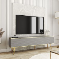 Έπιπλο τηλεόρασης ORO_MDF Γκρι +Χρυσό 175x53x32cm