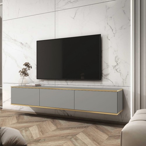 Έπιπλο τηλεόρασης ORO επιτοίχιο γκρι 175x30x32cm