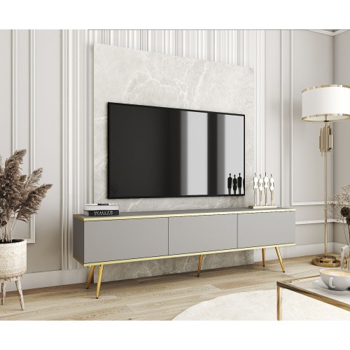 Έπιπλο τηλεόρασης ORO  γκρι+ Χρυσό 175x53x32cm