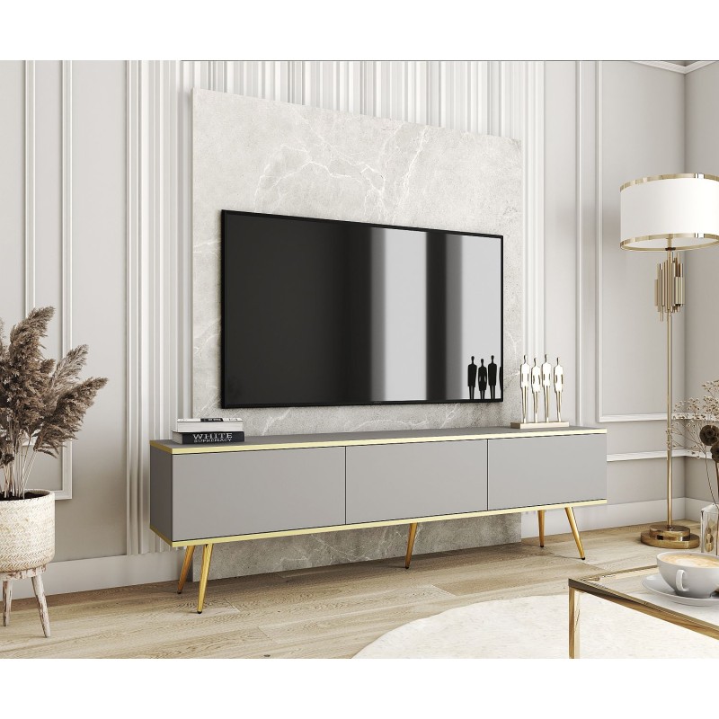 Έπιπλο τηλεόρασης ORO  γκρι+ Χρυσό 175x53x32cm