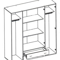 Ντουλάπα  Α_Base λευκή με συρτάρια 160x177x52cm