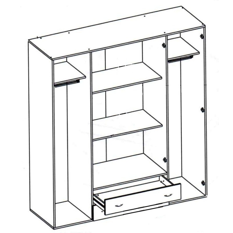 Ντουλάπα  Α_Base λευκή με συρτάρια 160x177x52cm