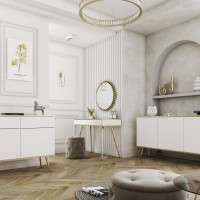 Μπουφές Oro λευκό με χρυσό 160x85x39cm