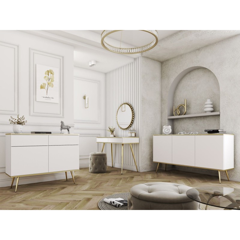Μπουφές Oro λευκό με χρυσό 160x85x39cm
