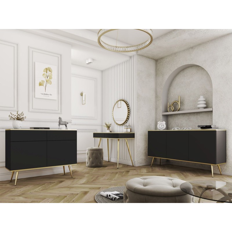 Μπουφές Oro Ανθρακί + χρυσό 160x85x39cm