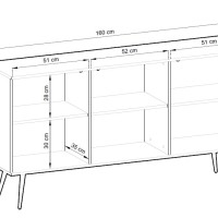Μπουφές Oro Ανθρακί 160x85x39cm