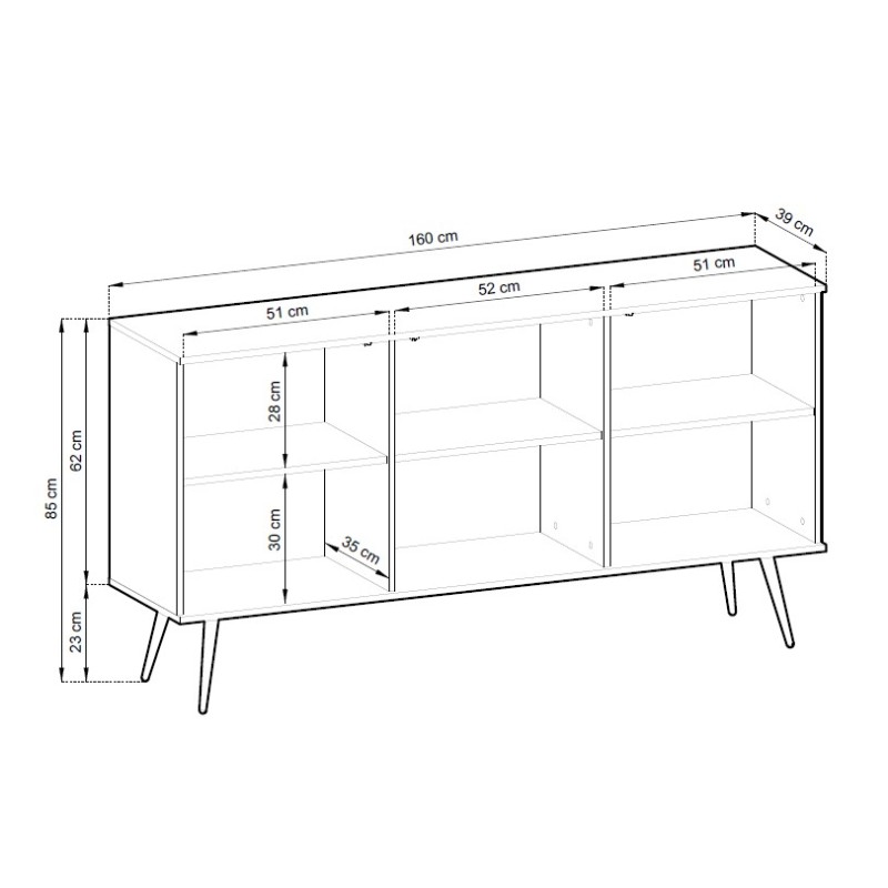 Μπουφές Oro Ανθρακί 160x85x39cm