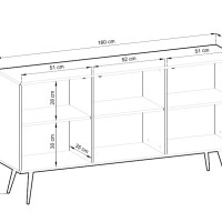 Μπουφές Oro λευκό με χρυσό 160x85x39cm