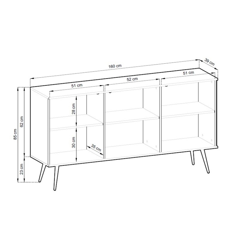 Μπουφές Oro λευκό με χρυσό 160x85x39cm