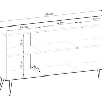 Μπουφές Oro Ανθρακί + χρυσό 160x85x39cm