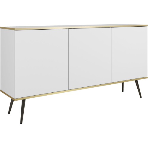 Μπουφές Oro λευκό με μαύρα πόδια 160x85x39cm